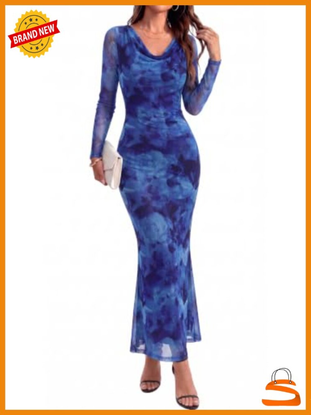 GRACE KARIN Women's Long Sleeve Floral Mermaid Maxi Dress